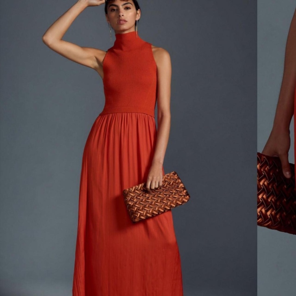 Sleeveless mock turtleneck dress